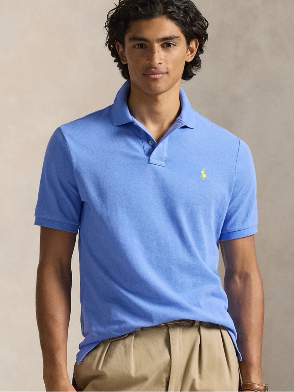 Polo Ralph Lauren Light Blue Short-Sleeve Iconic Mesh Polo Shirt Classic Fit